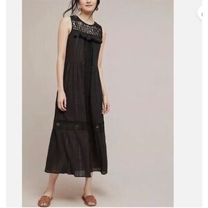 Maeve by Anthropologie Abilene Black Maxi Dress, Size Small